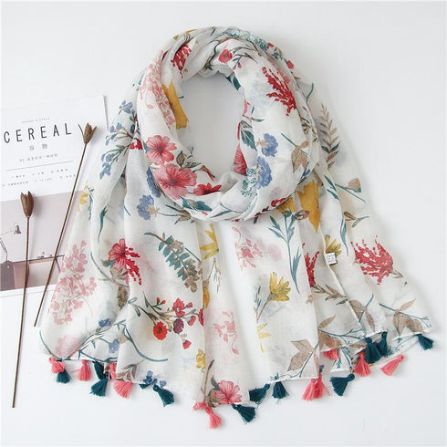 Small Fresh Cotton and Hemp Scarf Bohemian Printed Scarf